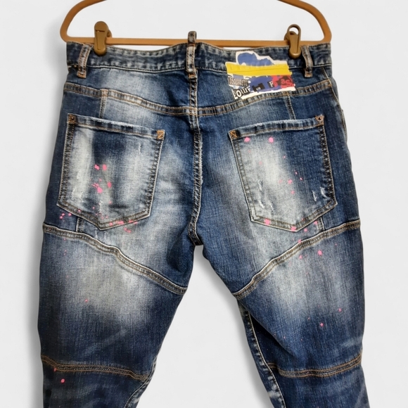 DSQUARED2 Classic Kenny Twist Pink Paint Splatter Button Fly DSquared 34 - Picture 9 of 15